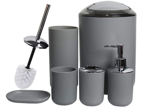 Bathroom Accessories Set Bath Ensemble Includes Soap Dispenser, Toothbrush Holder