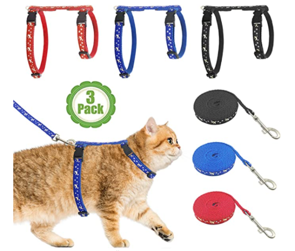 Cat Harness with Leash, 3-Pack, Unique Stars and Moon Design