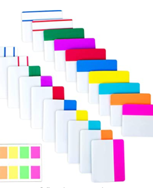 500 Pieces Tabs 2 Inch Sticky Index Tabs, Writable and Repositionable File Tabs Flags Colored Page Markers Labels for Reading Notes