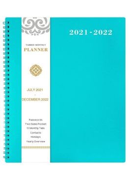 2021-2022 Monthly Planner - 18-Month Planner with Tabs, Pocket, Label, Contacts and Passwords